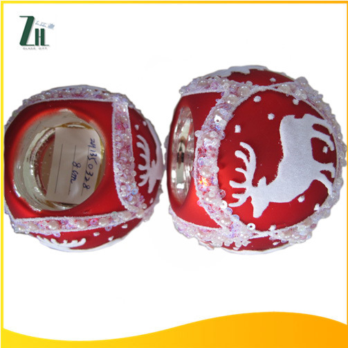 Hot Wholesales Different Printing Wide Mouth Glass Christmas Candleholder