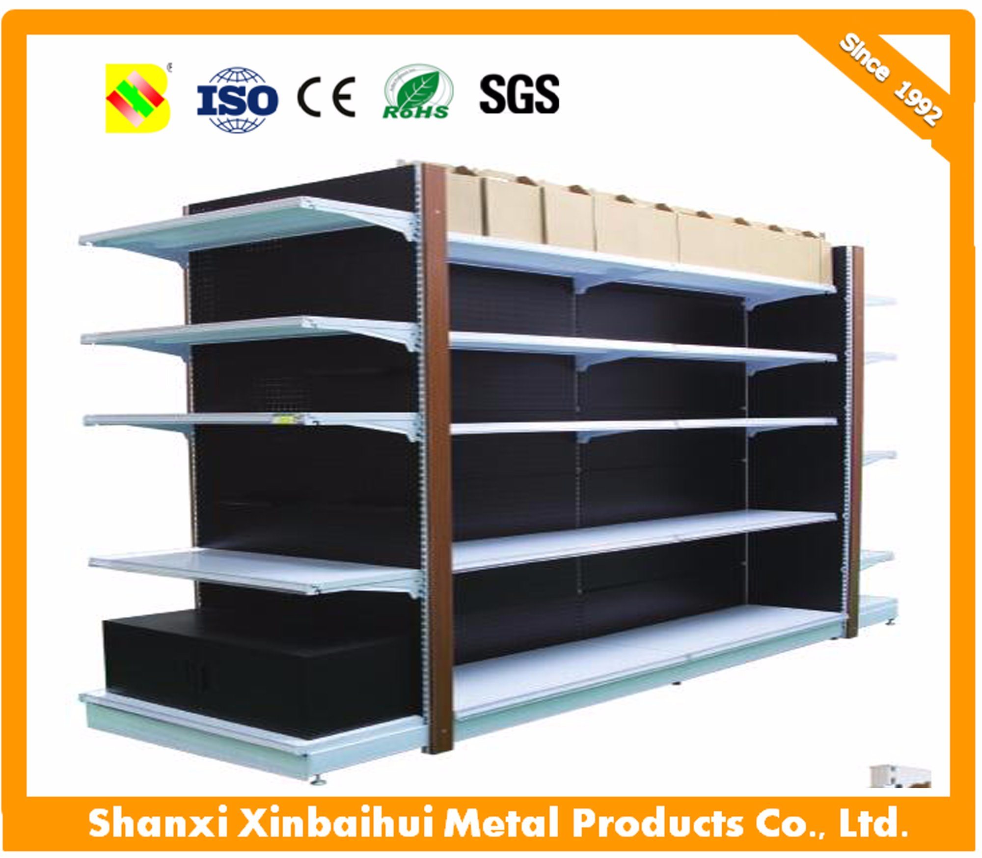 Seven Level Double Side Library Book Shelf, Steel Supermarket Book Shelves