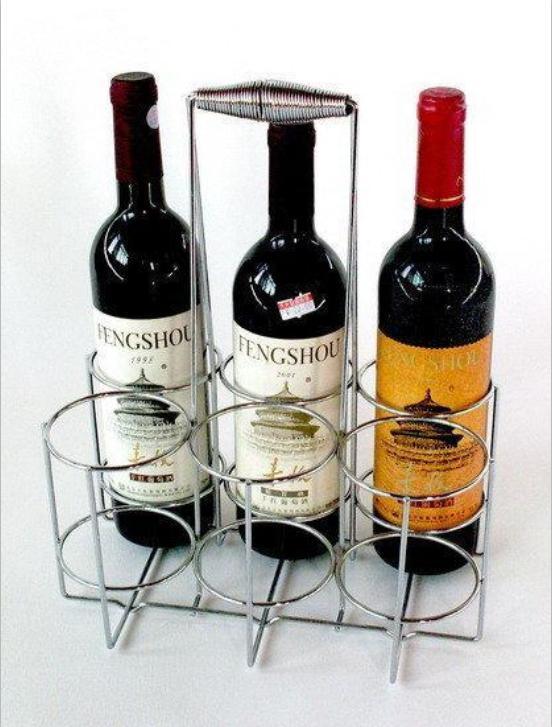 Hand-Held Sliver Metal Wine Holder Basket