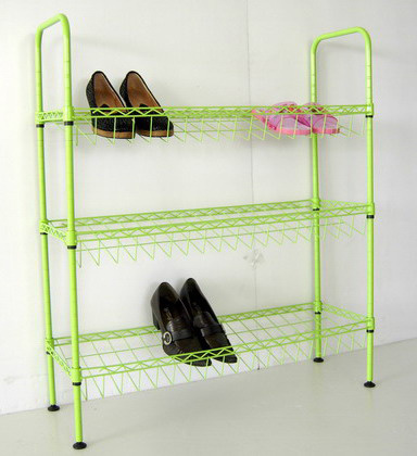 Color DIY 3 Shelf Steel Wire Shoe Storage Display Rack Organizer