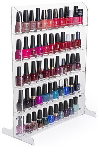 Clear Acrylic Nail Polish 5 Open Shelves Countertop Wall Mount Display Rack