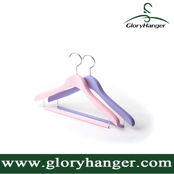 Color Wooden Clothes Hanger for Clothes Store with Pant Bar