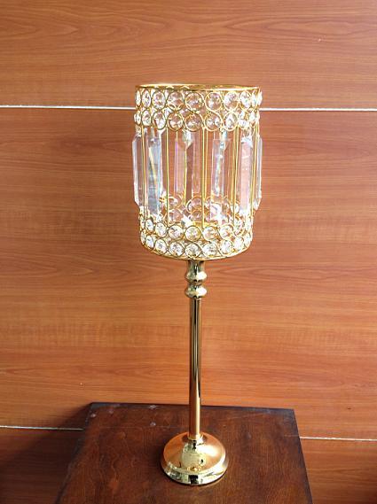 Metal Candle Holder with Crystal Beads (CA-218)