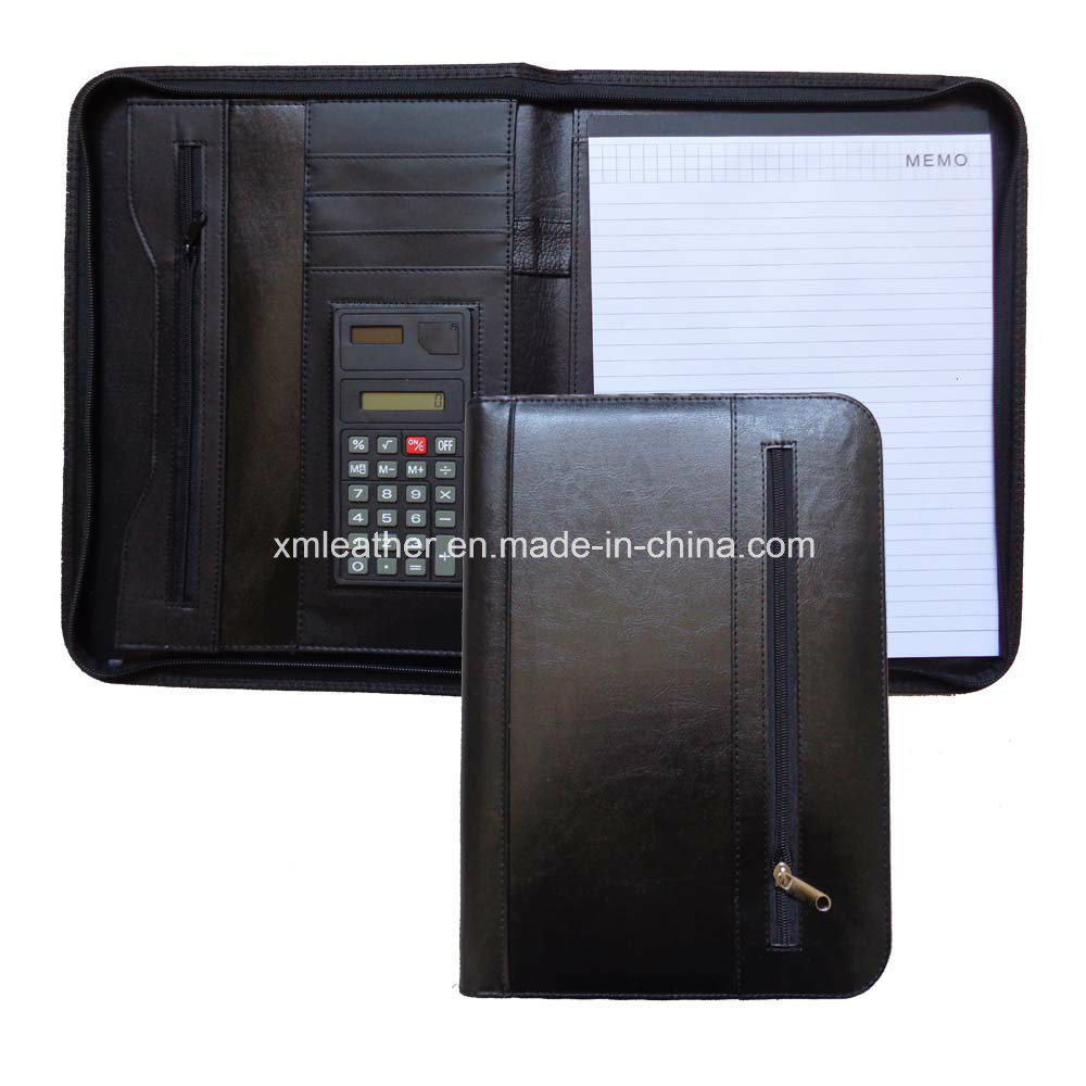 Dark Blue Best Leather Portfolio with Zip Side Pocket