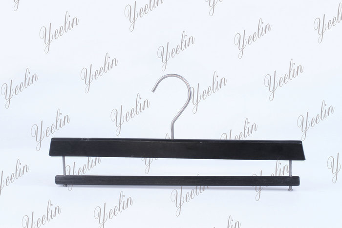 Vintage Design Non Slip Wooden Pant Hanger, with Customized Logo (YLWD33715H-BLK1)