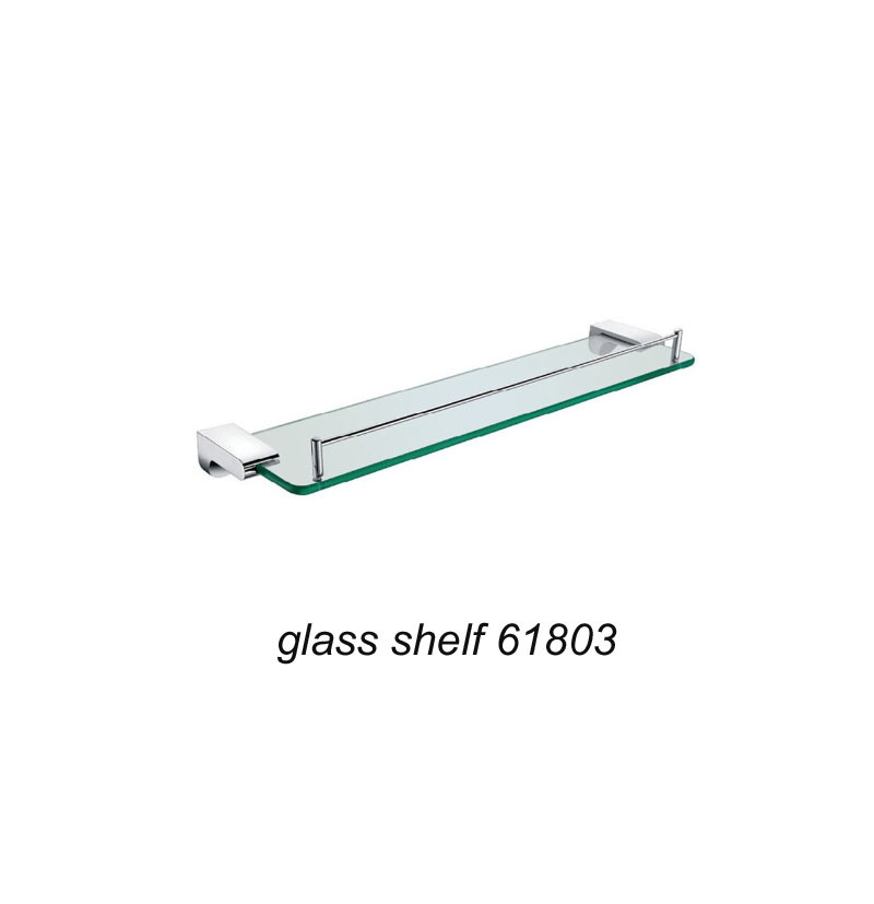 Wall Mounted Zinc Alloy Glass Shelf Chrome Finish 61803