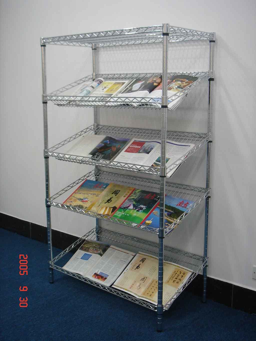 Adjustable Chrome NSF Slanted Display Rack for Book and Magazine