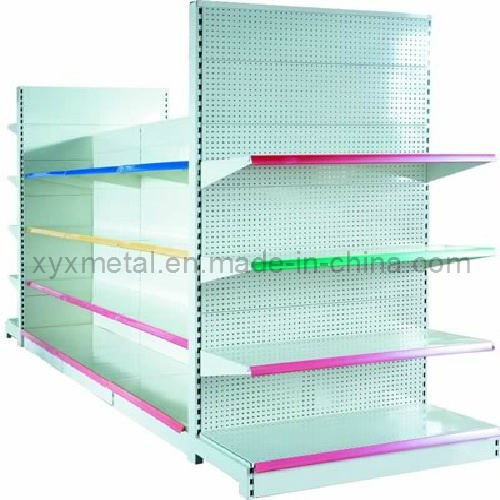 Powder Coated Colorful Supermarket Punch Back Panel Shelf