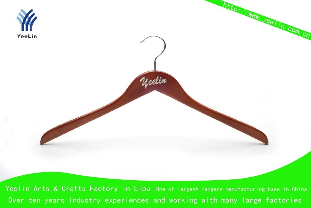 Guangxi Wooden Hangers, High Quality Wooden Coat Hanger, Clothes Wooden Hanger (YLWD3012W-CHR1)