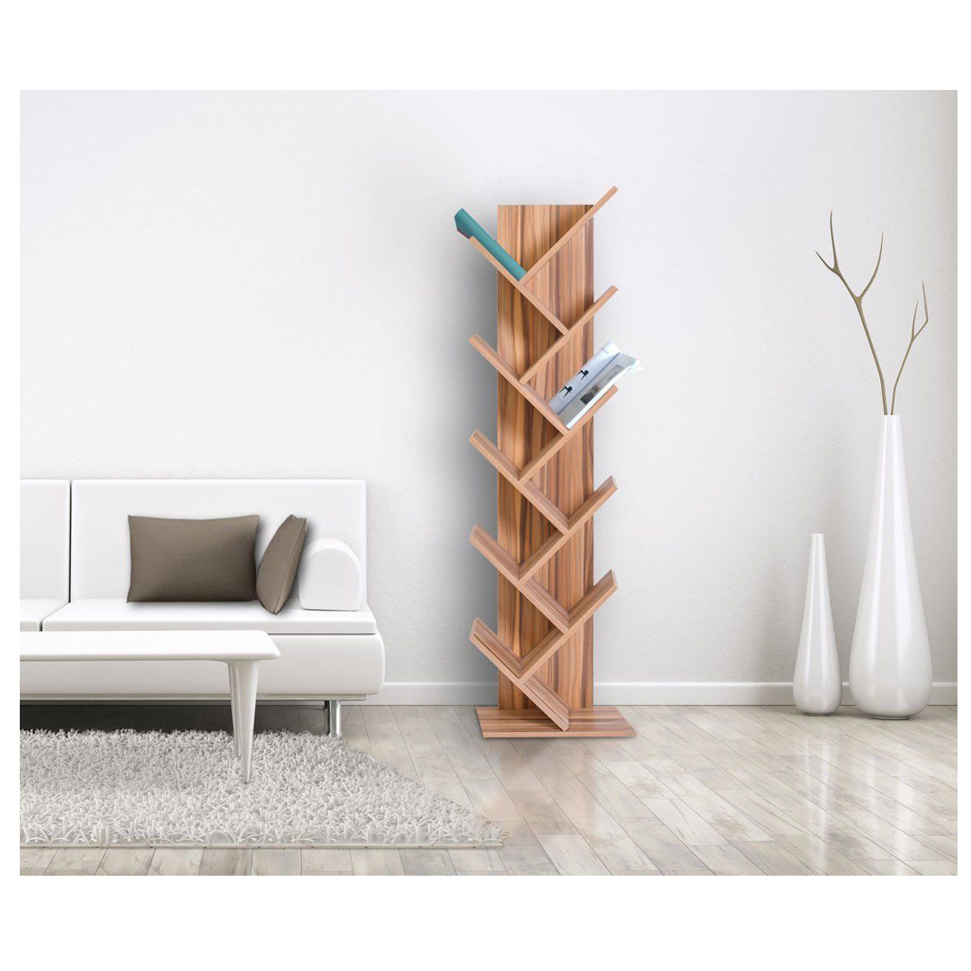 Children Room Wood Brown Urban Style 10 Tier Bookshelf Shelving Unit