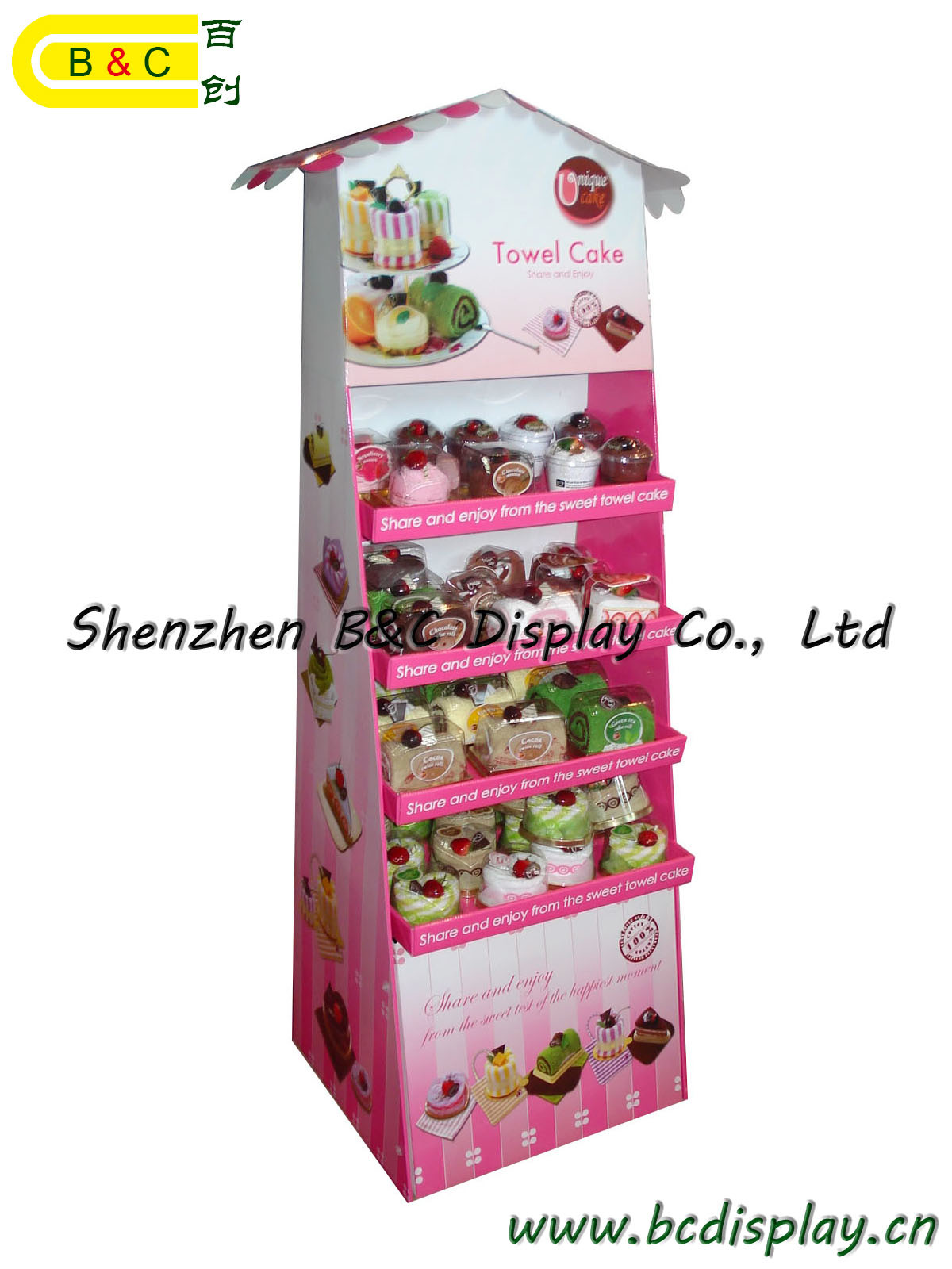 Towel Cake Paper Display Rack, Cardboard Display Stand Display Rack (B&C-A012)