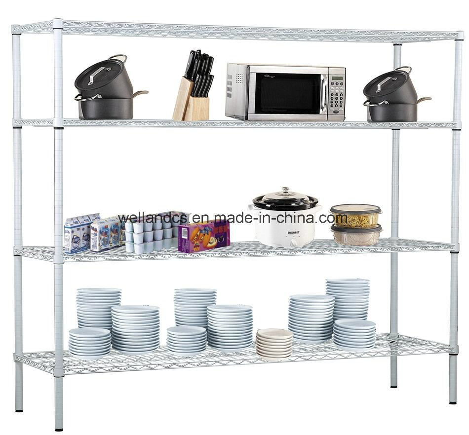 Commercial Restaurant Hotel Stoage NSF 4 Tiers Kitchenware Plate Dish Rack Shelving in White