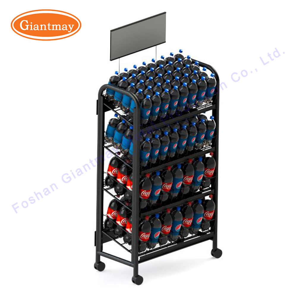 4 Tier Metal Retail Bottle Storage Display Shelves Rack