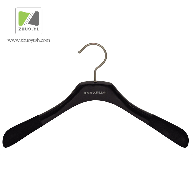 Glossy Black Lotus Wooden Shirt Hanger / Flocking Hanger