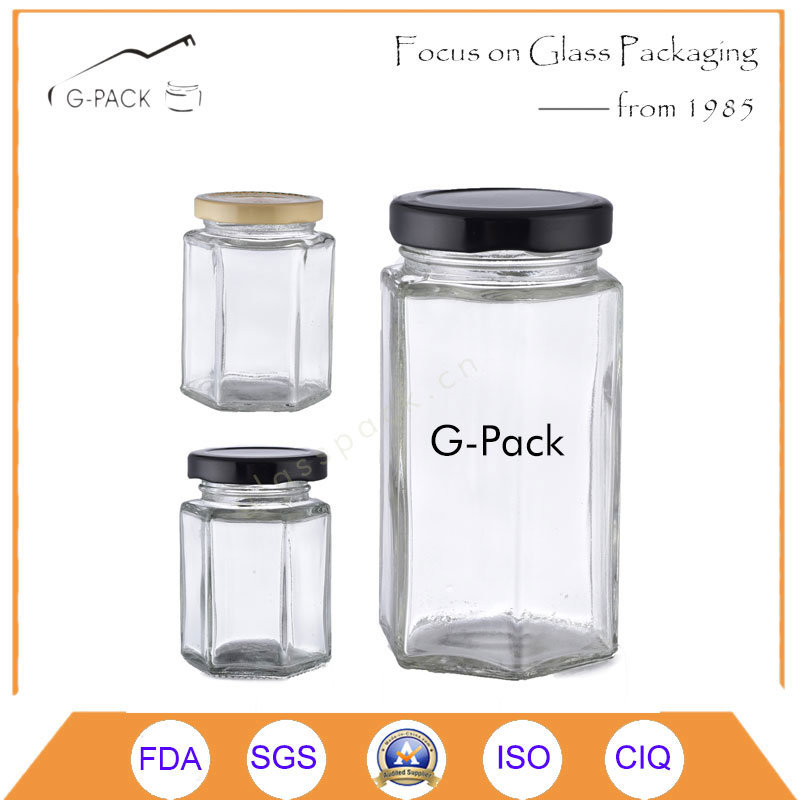 Wholesale Hexagonal Glass Jars with Lug Caps