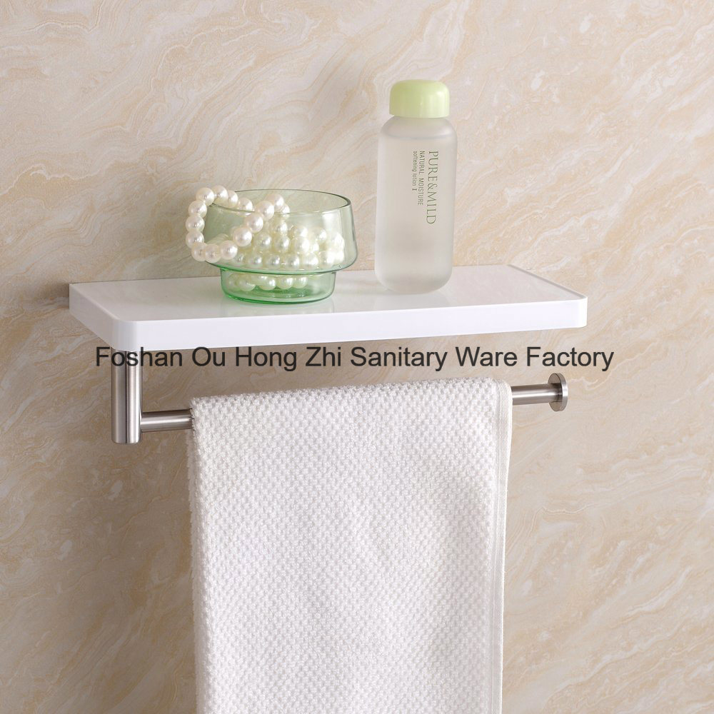 Wall Mouted ABS White Color Bath Shelf with Towel Bar