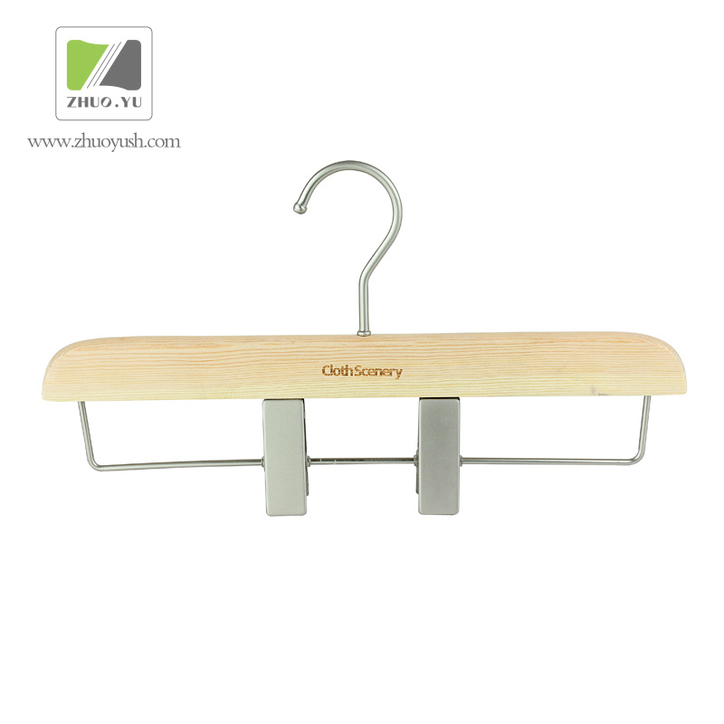 Pine Wood Skirt / Coat Hanger with Nickel Clips