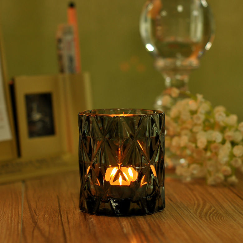 Diamond Amber Votive Glass Candle Holder