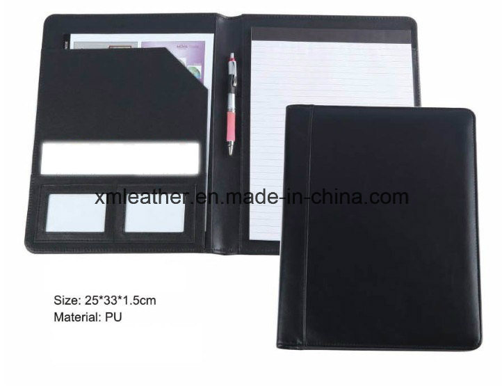Non Zip A4 Imitation Leather Pocket Folder with Notepad