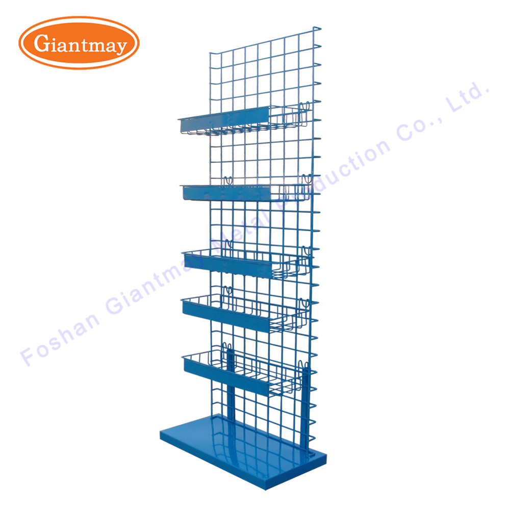 Powder Coated Metal Retail Store Hanging Wire Grid Shelf Display Rack