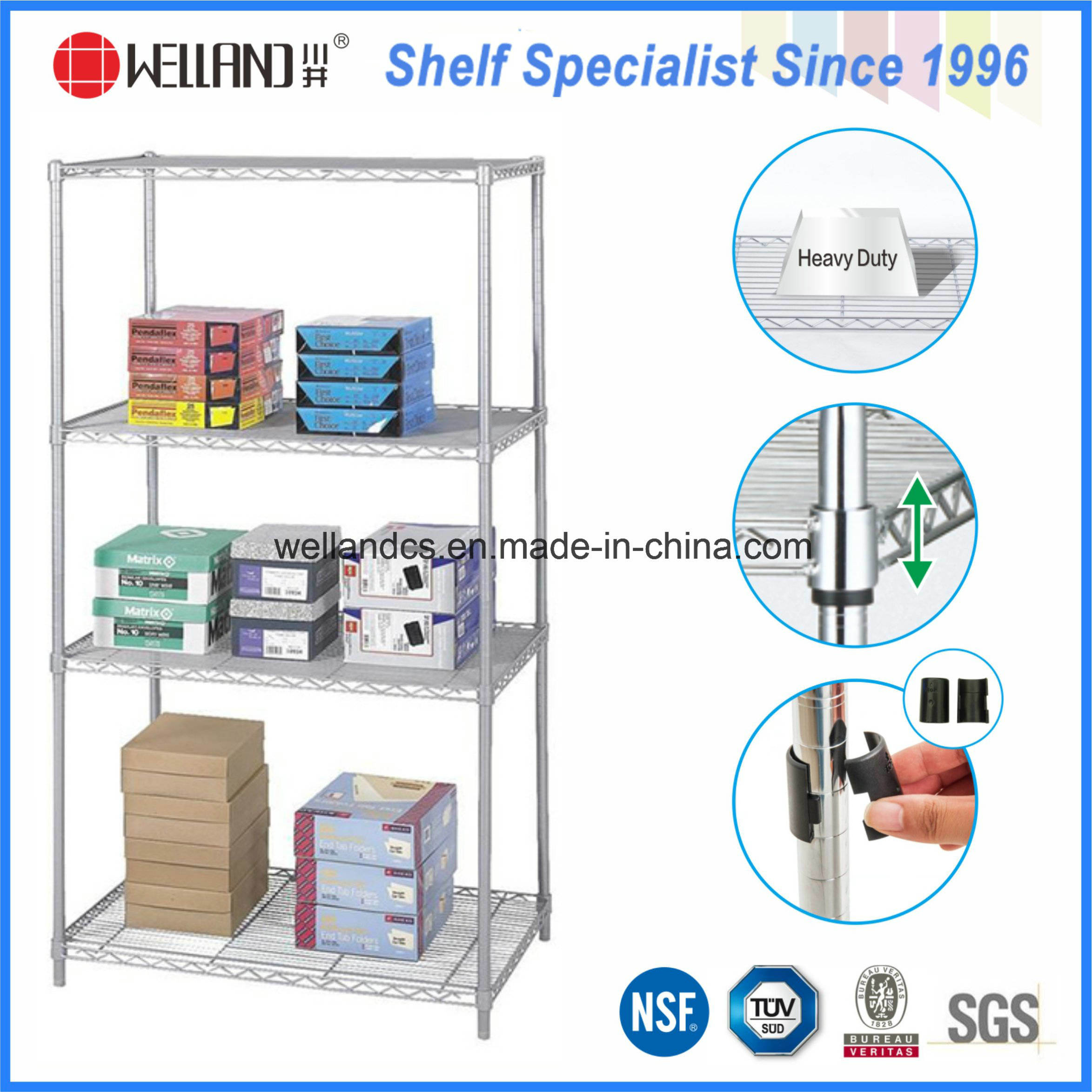 Hot Sale 4 Tiers Chrome Metal Wire Stationery Display Rack