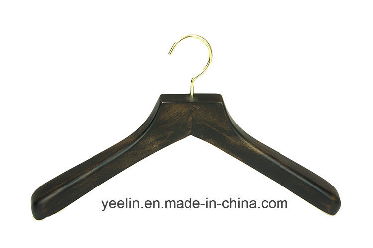 Branded Man Suit Wooden Clothes Hangers with Golden Hook