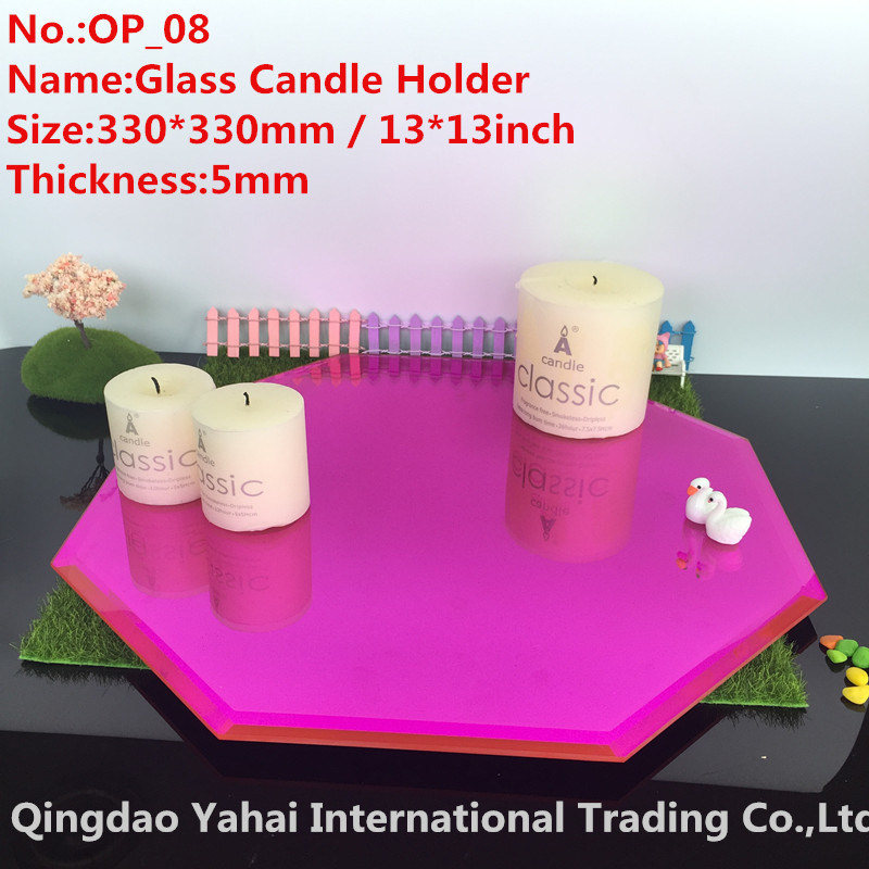 5mm Octagon Rose Glass Candle Holder