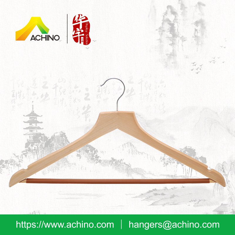 Wooden Suit Hangers with Non Slip Bar (WS400)