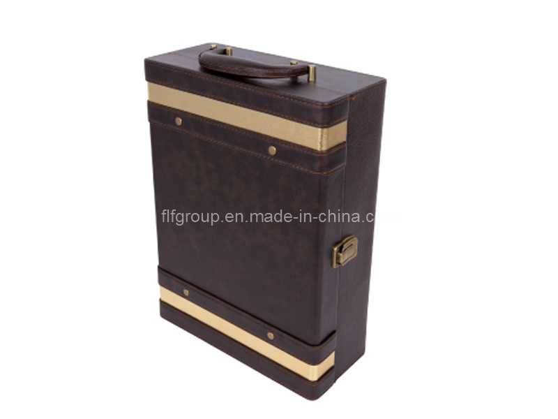 Europe Style Gift Package Classical Portable Leather Wine Box (FG8012)