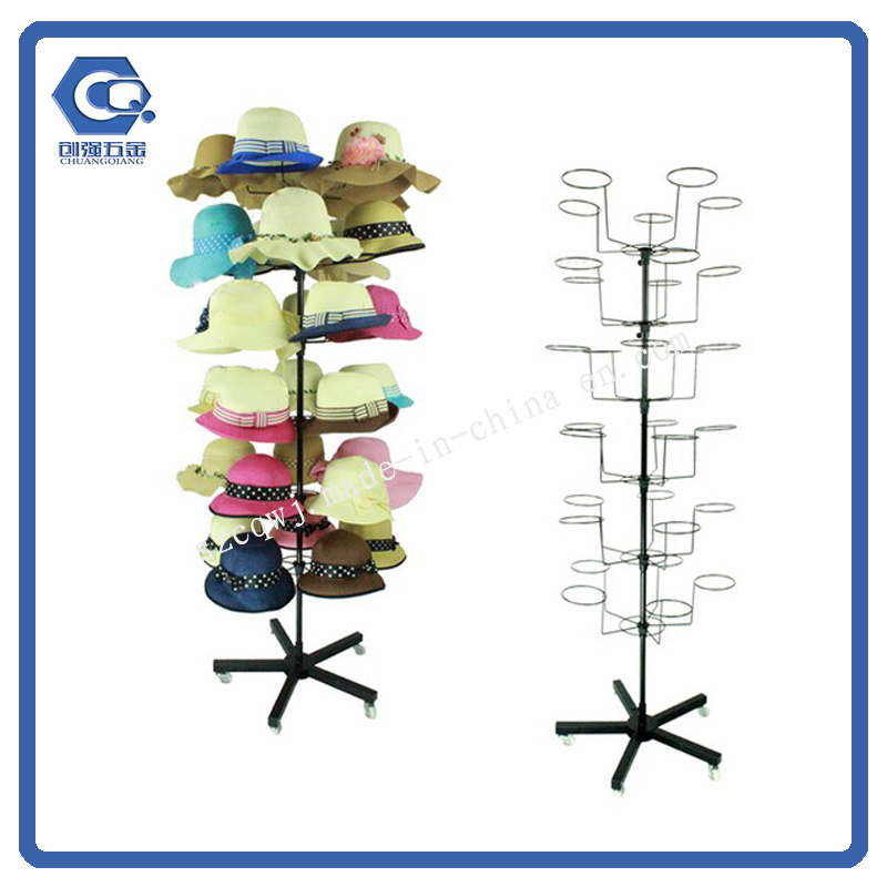 Metal Floor Stand Cap Display Rack for Supermarket