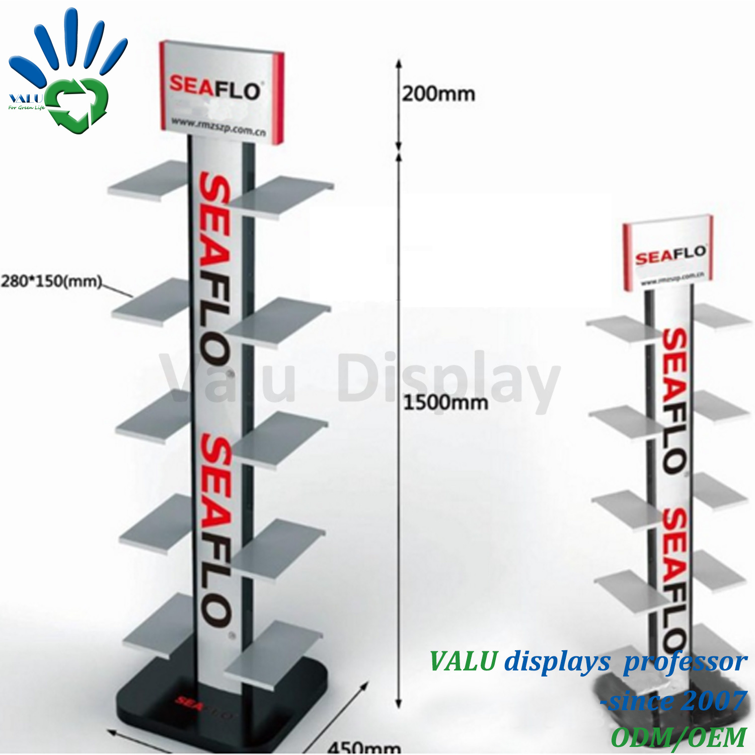 Floor Standing Movable Sports Shoes Display Rack