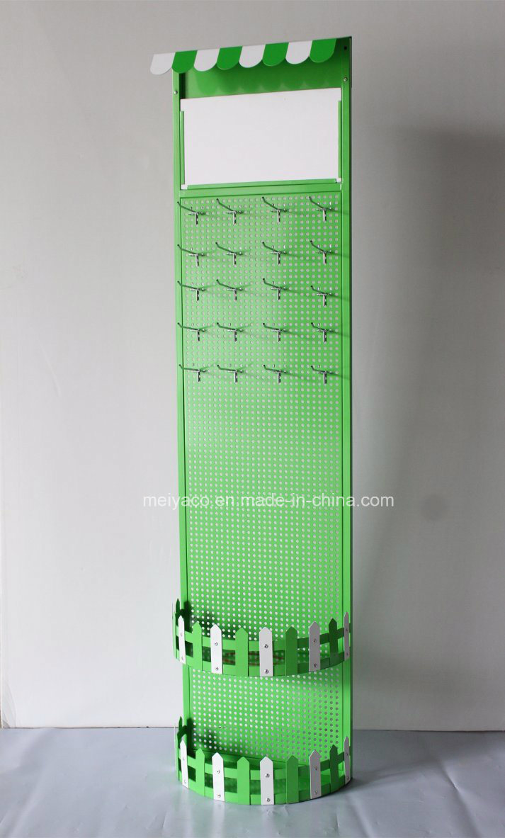 Free Standing 2 Sided Metal Material Hooks Pegboard Display Rack