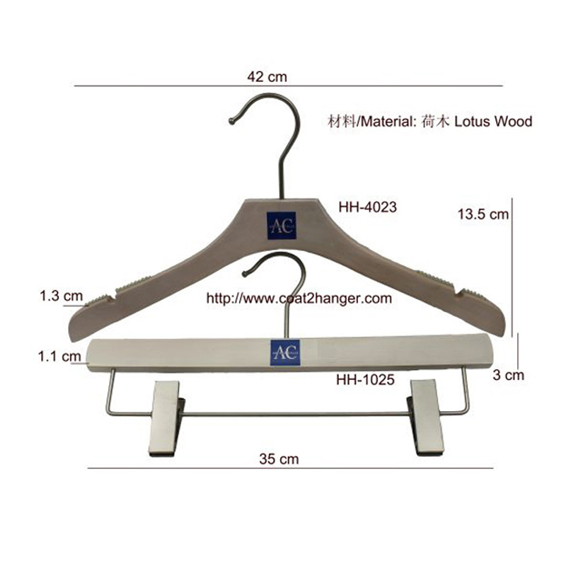 Wooden Clothes Hanger with Pants Hanger