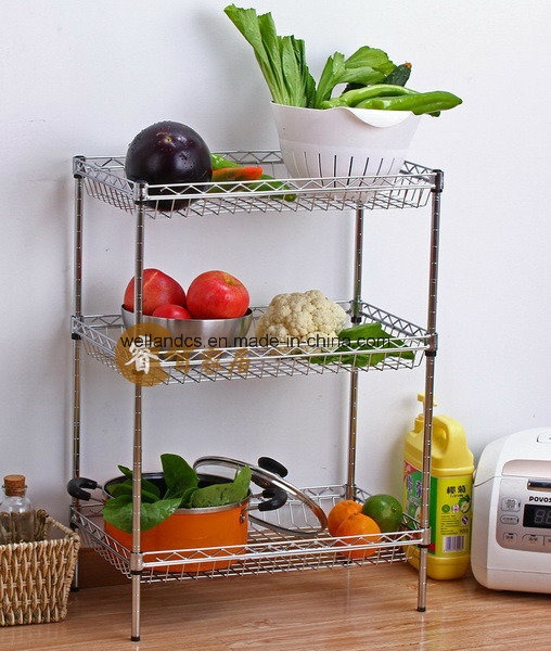 3 Tiers Vegetable Fruit Chrome Metal Storage Rack