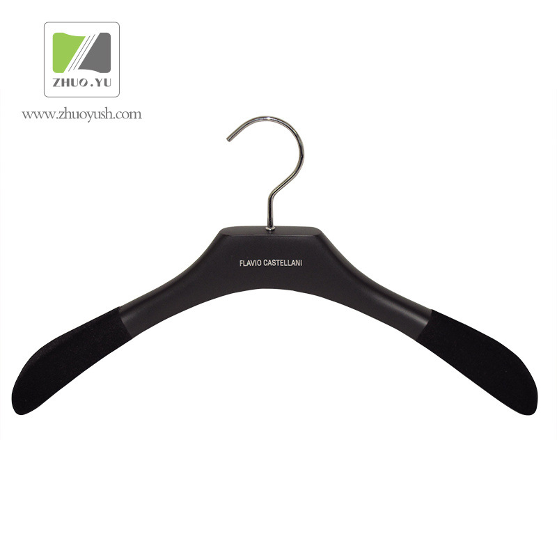 Black Velvet Birch Wooden Clothes Hanger at Factory Price