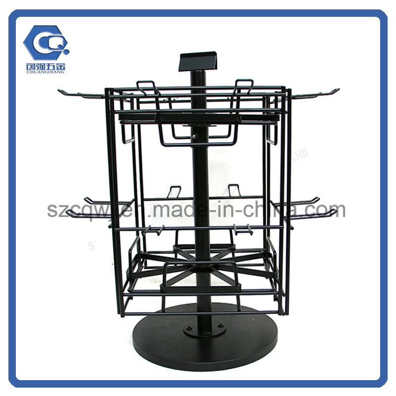 Countertop Metal Wire Hook 4-Side Rotating Keychain Display Rack