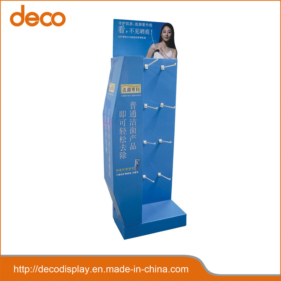 Supermarket Point of Purchase Cardboard Paper Display Rack with Hook