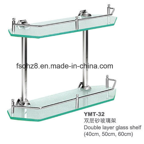 Two Layer Stainless Steel Glass Shelf Towel Rack (YMT-32)