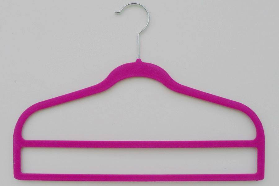 Flocked 2-Bar Pants Hanger, Anti-Slip Velvet Spacemaker Hanger