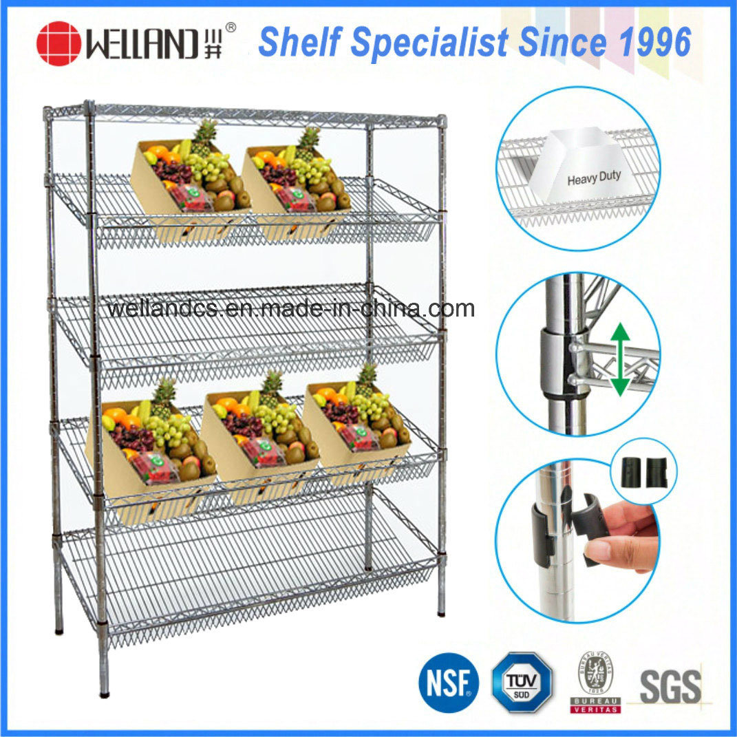 Commercial Used 4 Layers Adjustable Steel Vegetable Display Rack