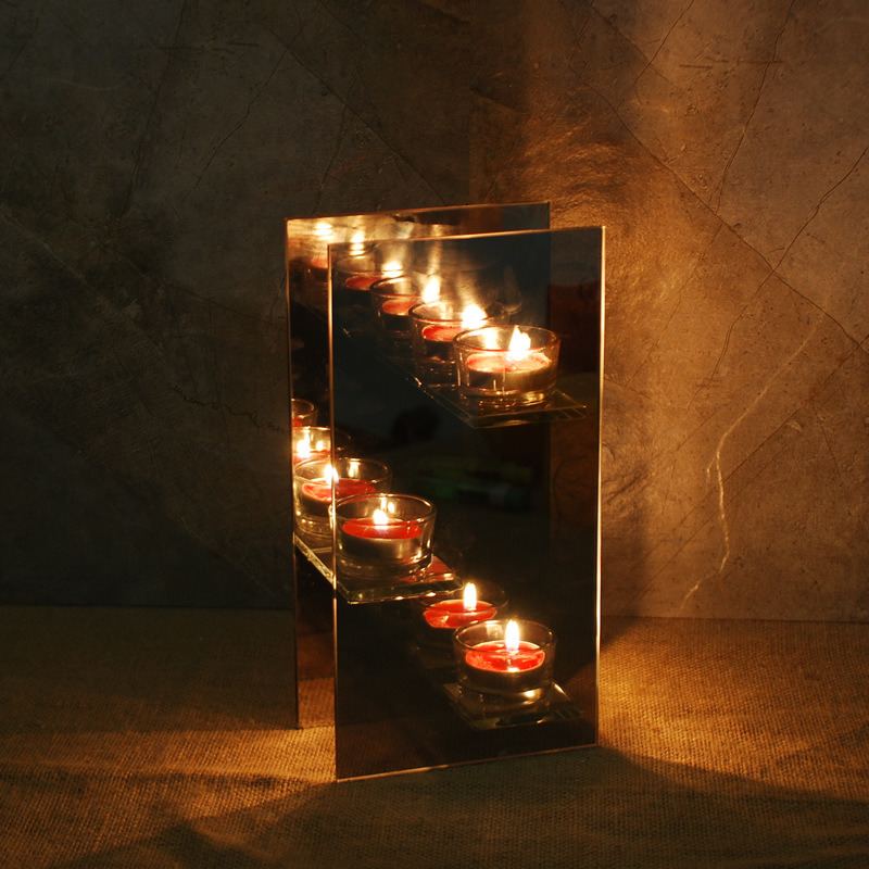 Glass Mirror Votive Tea Light Holder