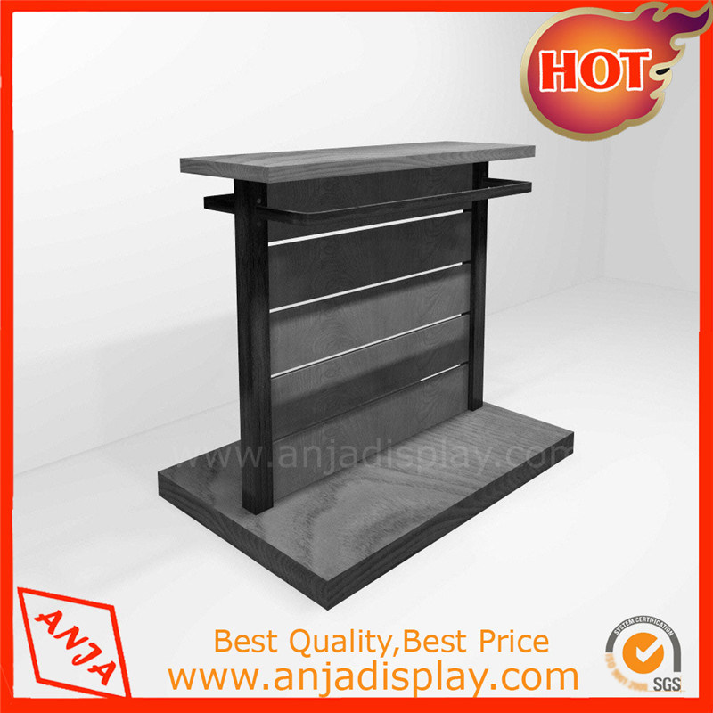 Wooden Clothes Floor Display Fixture with Metal Hanger