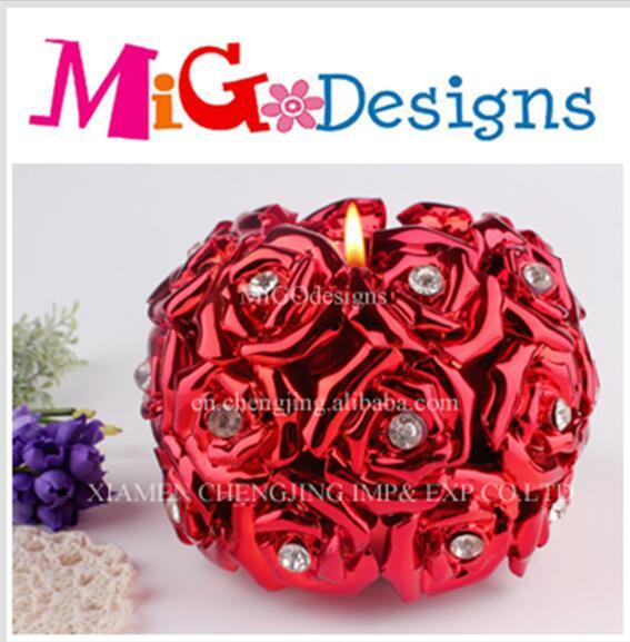 Elegant Ceramic Leafiness Red Flower Candle Holder