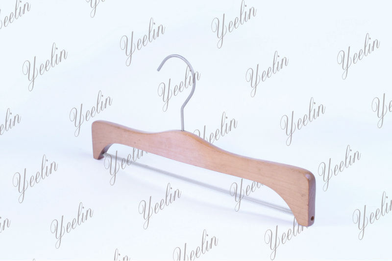 Wooden Trousers Hanger with Shinny Clips for Branded Shop (YLWD33512F-NTL1) for Supermarket, Wholesaler