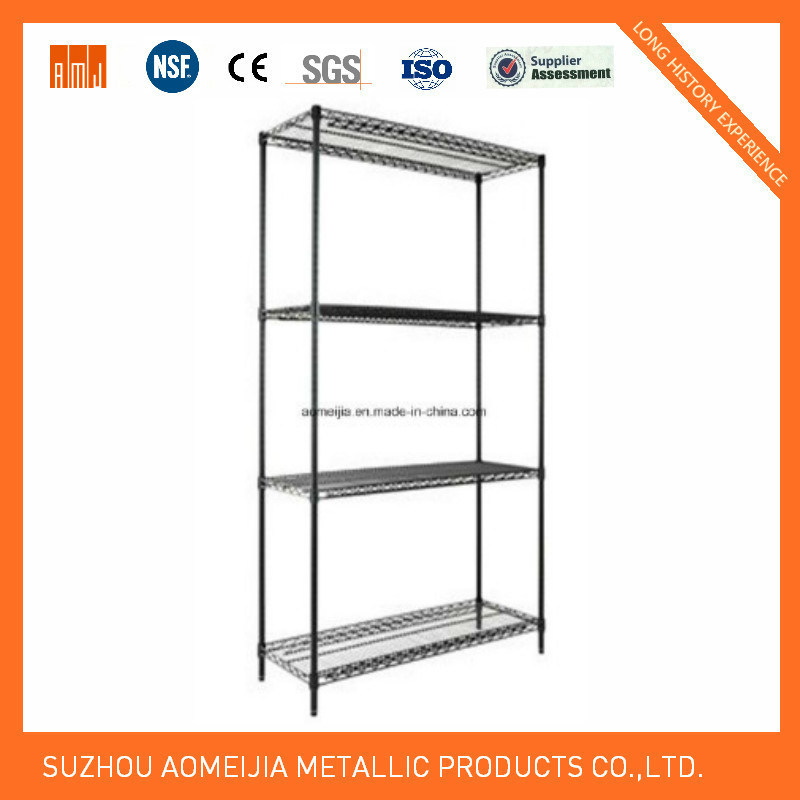 ISO SGS Approved 4 Tier Black Heavy Duty Wire Rack