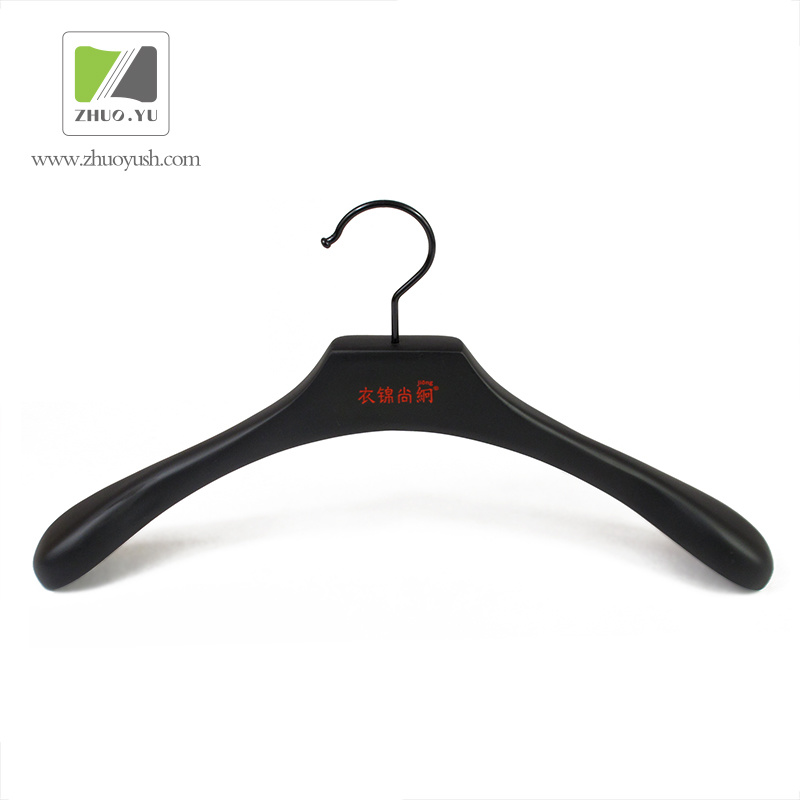 Black Wide Shoulder Wooden Coat Hangers for Men