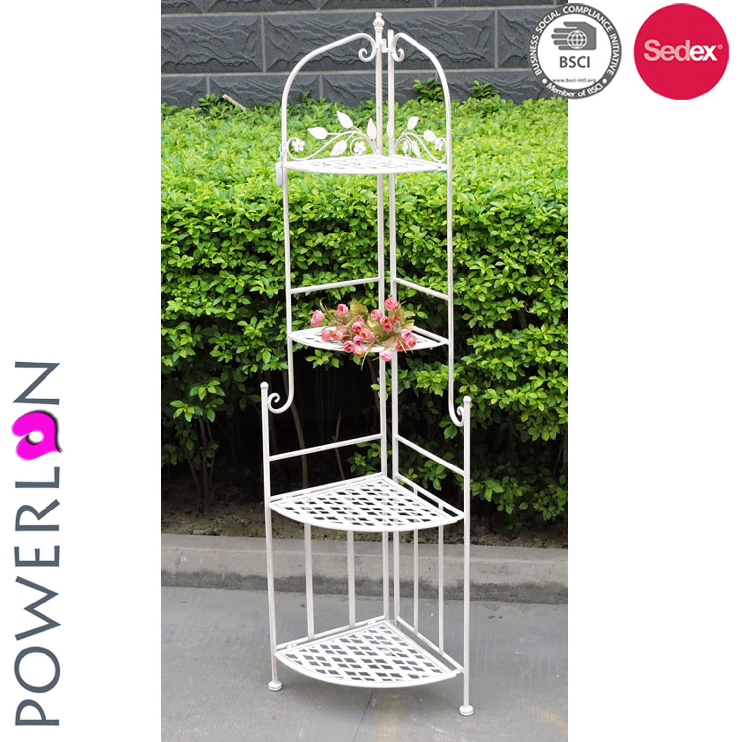 Home Garden Metal Garden 4-Tier Flower Stand Corner Shelf