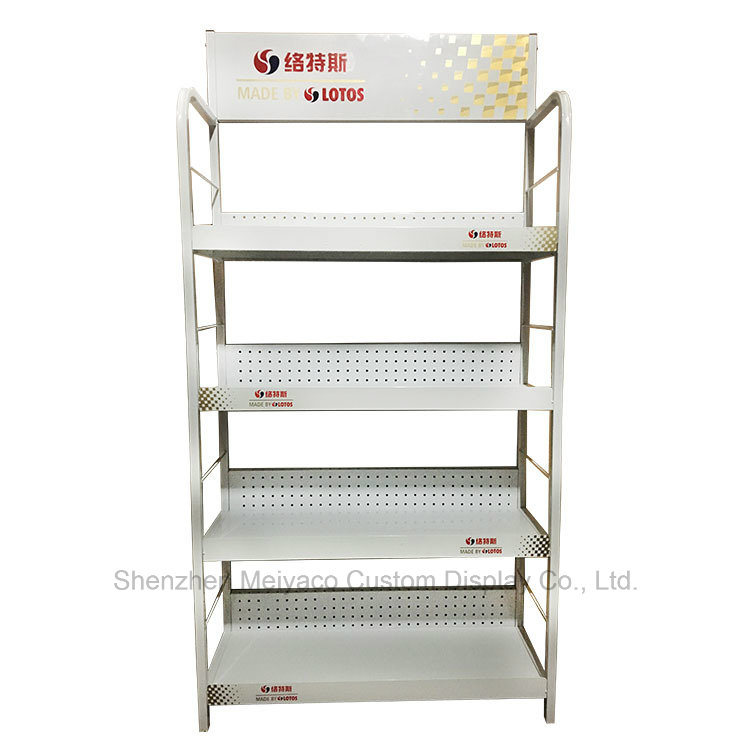 Customized Metal Pegboard Floor Shelf Lubricating Oil Display Stand Tools Exhibition Display Rack