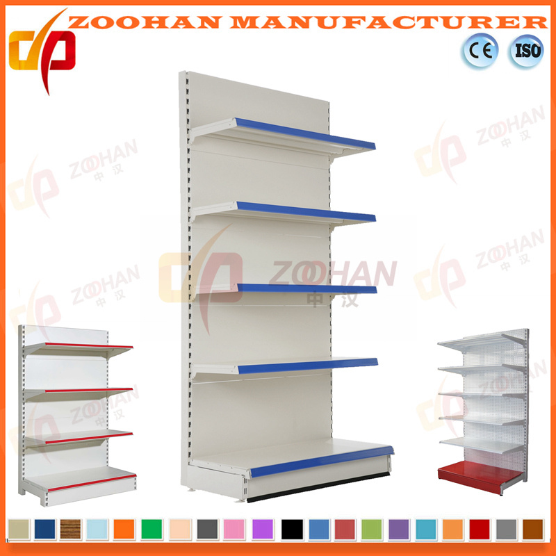 Customized Steel Iron Shelving Supermarket Flat Back Panel Wall Shelves (Zhs582)