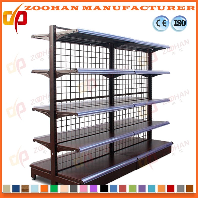 Double Sided Metal Wire Mesh Supermarket Display Shelving (Zhs313)